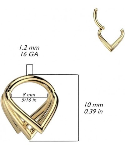 16GA G23 Implant Grade Titanium Triple Chevron Hoops Hinged Segment Ring Silver Tone $12.77 Body Jewelry