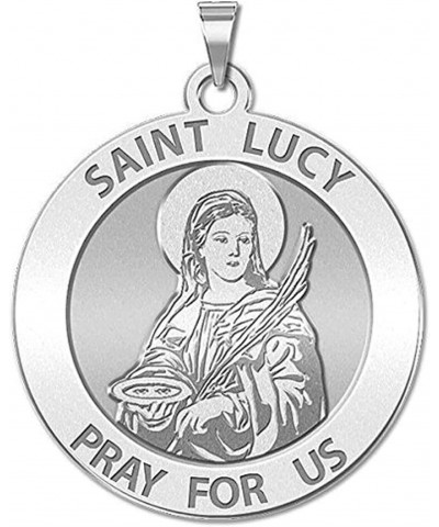 Saint Lucy Religious Medal - 3/4 Inch Size of a Nickel -Sterling Silver $18.43 Necklaces