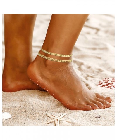 3 Pcs Ankle Bracelets for Women Gold Adjustable Layered Beach Anklet Set Girls Alloy Foot Chain Jewelry Figaro&Mariner&Rope $...