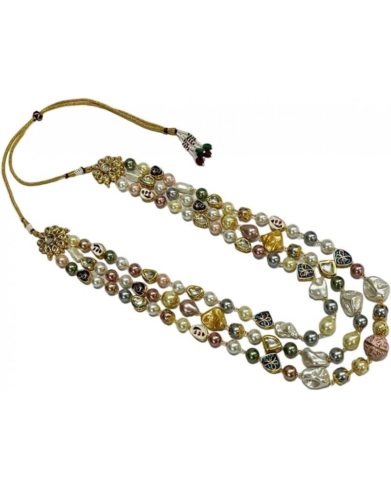 Freshwater Real Pearl Multi Color Multi Layered Kundan Western Long Necklace Mala For Women Gift For Her Women's Jewelry $25....