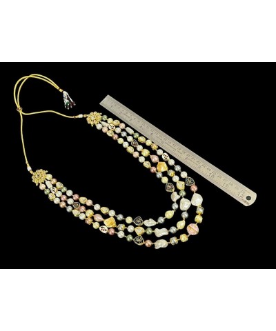 Freshwater Real Pearl Multi Color Multi Layered Kundan Western Long Necklace Mala For Women Gift For Her Women's Jewelry $25....