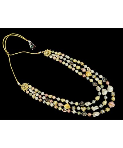 Freshwater Real Pearl Multi Color Multi Layered Kundan Western Long Necklace Mala For Women Gift For Her Women's Jewelry $25....