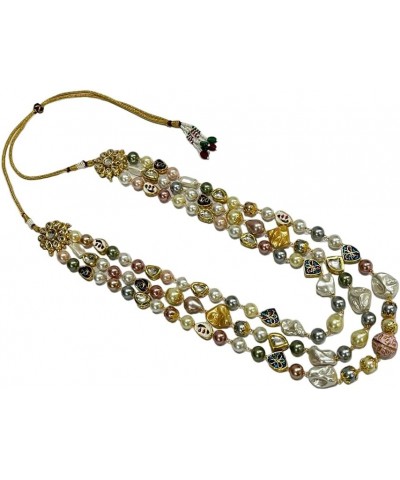 Freshwater Real Pearl Multi Color Multi Layered Kundan Western Long Necklace Mala For Women Gift For Her Women's Jewelry $25....