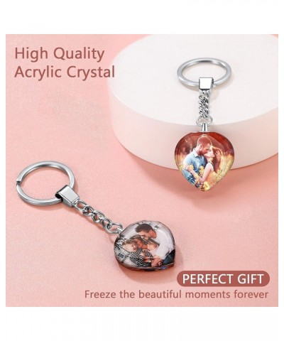 Custom Keychains with Picture 2-Sides Photo Personalized Heart/Square/Oval Acrylic Crystal, Stainless Steel Keyring 01. Heart...