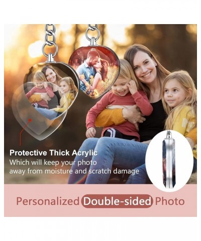 Custom Keychains with Picture 2-Sides Photo Personalized Heart/Square/Oval Acrylic Crystal, Stainless Steel Keyring 01. Heart...