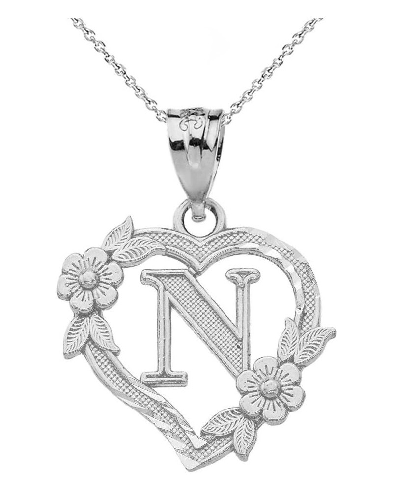 14k Initial Heart Pendant Necklace for Women in White Gold 22.0 Inches N $68.79 Necklaces