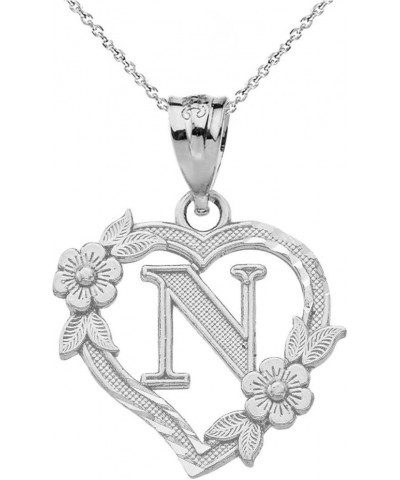 14k Initial Heart Pendant Necklace for Women in White Gold 22.0 Inches N $68.79 Necklaces