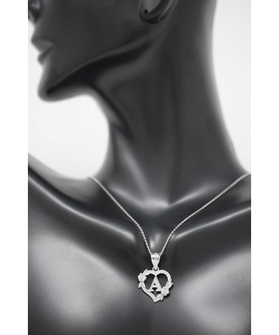 14k Initial Heart Pendant Necklace for Women in White Gold 22.0 Inches N $68.79 Necklaces