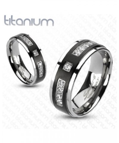 His and Her Stainless Steel 2.95 Carat Cubic Zirconia Bridal Set and Men's Titanium Wedding Band Women's Size 08 Men's Size 1...