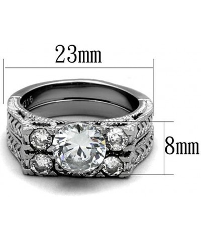 His and Her Stainless Steel 2.95 Carat Cubic Zirconia Bridal Set and Men's Titanium Wedding Band Women's Size 08 Men's Size 1...