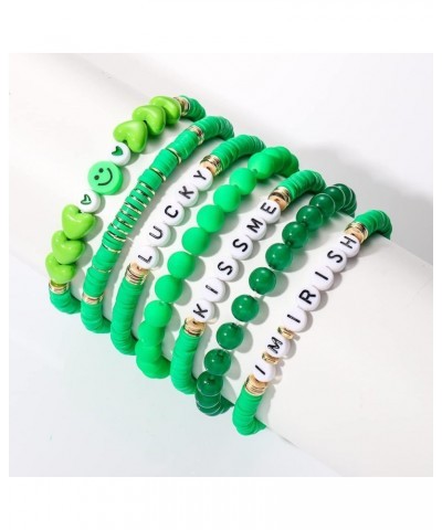 5 Pack Beaded Bracelet Stackable Christmas Thanksgiving St. Patrick's Day Valentine's Day Beaded Stretch Bracelet Holiday Cha...