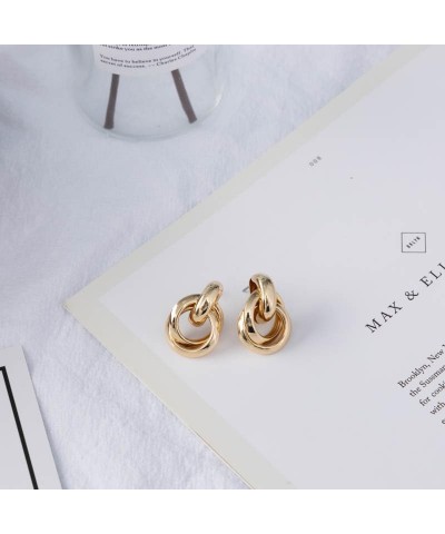 Gold Silver Cricle Statement Hoop Earrings Stud for Women Girls, Designer Aesthetic Doorknocker Dangle Earrings, Minimalist J...