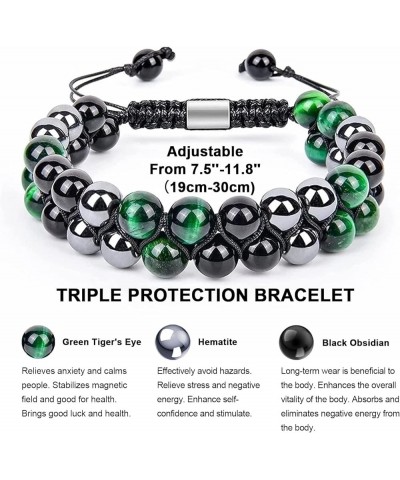 Triple Protection Bracelet 8mm 10mm Women Men Natural Stone Bracelet Natural Tiger Eye Obsidian Hematite Bead Bracelet Green ...