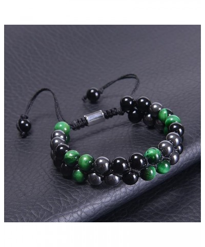 Triple Protection Bracelet 8mm 10mm Women Men Natural Stone Bracelet Natural Tiger Eye Obsidian Hematite Bead Bracelet Green ...