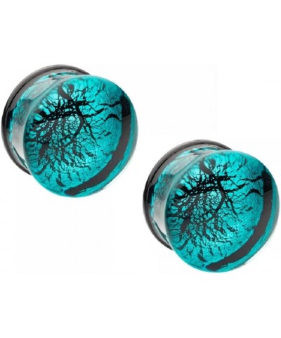 Turquoise Blue Cracked Web Design Glass Double Flared Plugs, Sold As Pair 16mm (5/8") $10.64 Body Jewelry