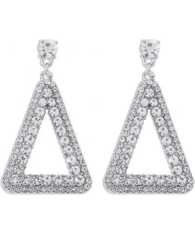 Rhinestone Big Triangle Dangle Earrings for Women Girls Hypoallergenic Crystal Long Geometric Charms Drop Dangling Stud Fashi...