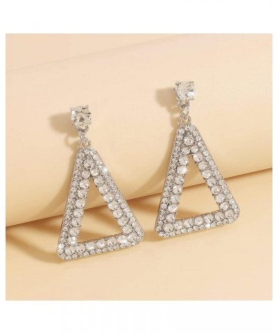 Rhinestone Big Triangle Dangle Earrings for Women Girls Hypoallergenic Crystal Long Geometric Charms Drop Dangling Stud Fashi...