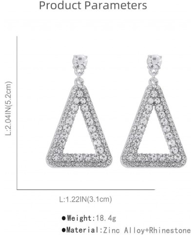 Rhinestone Big Triangle Dangle Earrings for Women Girls Hypoallergenic Crystal Long Geometric Charms Drop Dangling Stud Fashi...