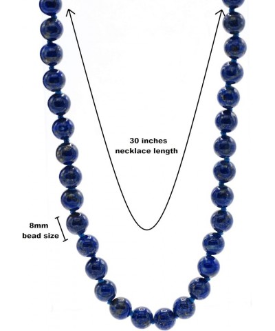 Sterling Silver 8mm Lapis Lazuli Bead Necklace in 18" OR 30 30.0 Inches Lapis Lazuli $51.67 Necklaces