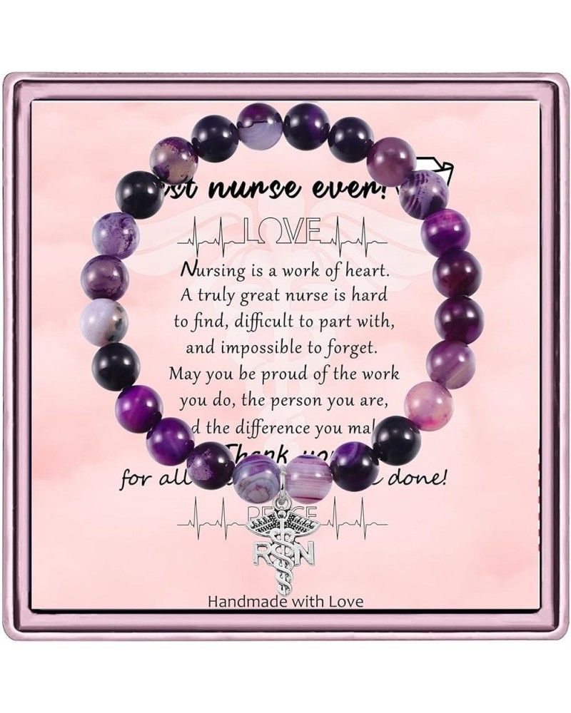 Nurse Bracelet Nurse Gifts for Women RN Nurse Gift Nurse Inspirational Jewelry for Nursing Student Gift RN-purple $9.00 Brace...