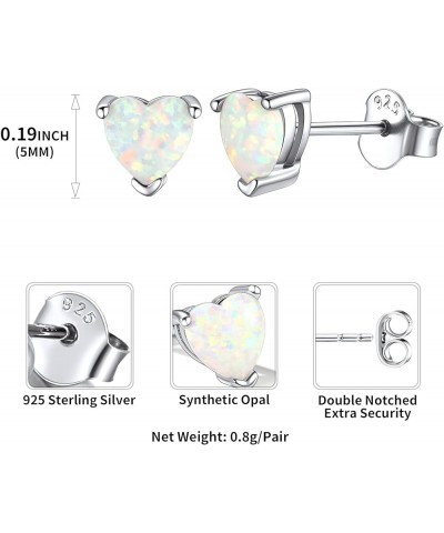 925 Sterling Silver Created White Opal Stud Earrings For Women Hypoallergenic (with Gift Box) C: 5MM Heart Opal $8.61 Earrings