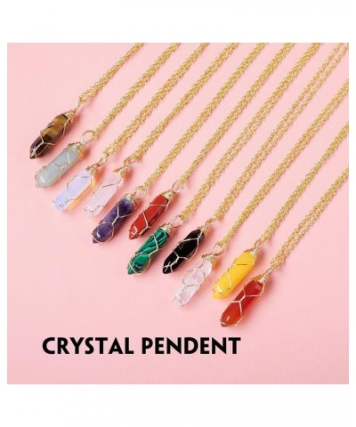 Natural Double Pointed Crystal Necklace Handmade Woven Healing Crystal Bullet Pendant Polished Gemstone Reiki Energy Stone wi...