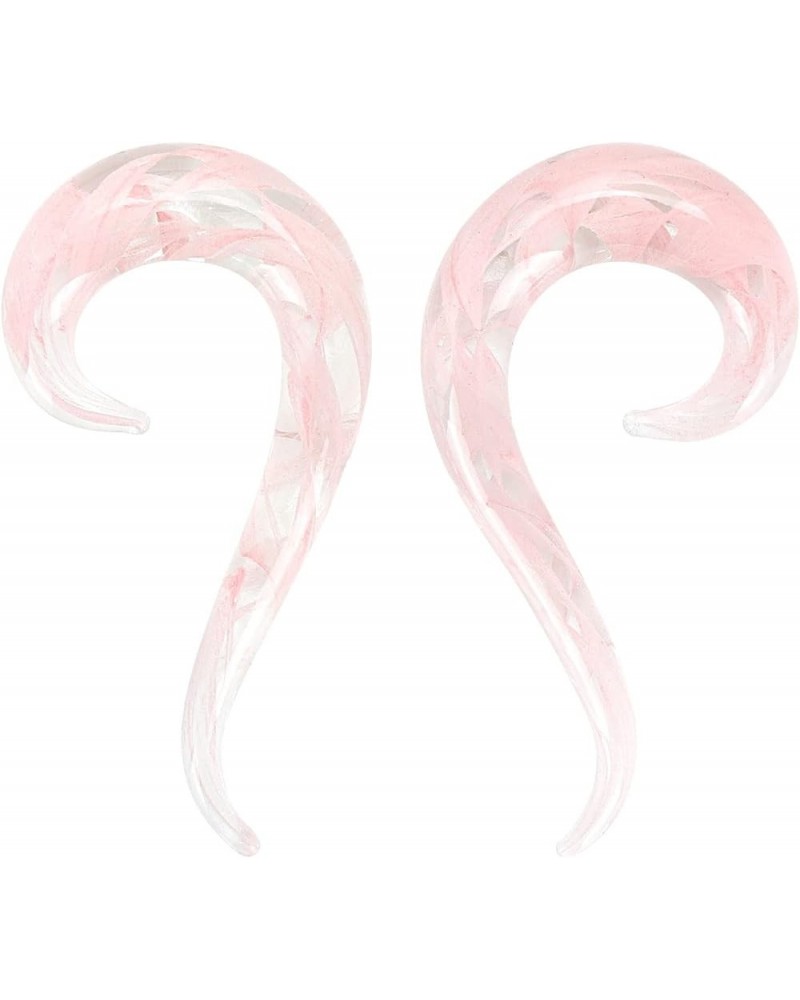 2PcsArt Glass Tapers Colorful Ear Tunnels Plugs Gagues Stretchers for Women Men 9-shaped,Color-pink $9.61 Body Jewelry