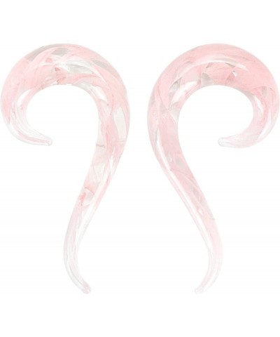 2PcsArt Glass Tapers Colorful Ear Tunnels Plugs Gagues Stretchers for Women Men 9-shaped,Color-pink $9.61 Body Jewelry