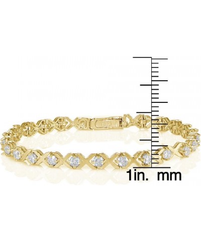 925 Sterling Silver Cubic Zirconia XO Design Tennis Bracelet for Women Teen Girls, 7.25'' Silver, Yellow Gold, Rose Gold Yell...