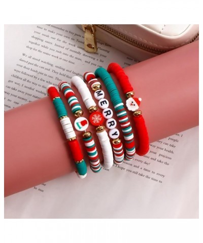 6PCS Christmas Bracelets Set Heishi Stackable Surfer Bracelet Merry $7.94 Bracelets