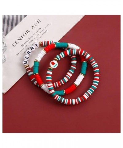 6PCS Christmas Bracelets Set Heishi Stackable Surfer Bracelet Merry $7.94 Bracelets