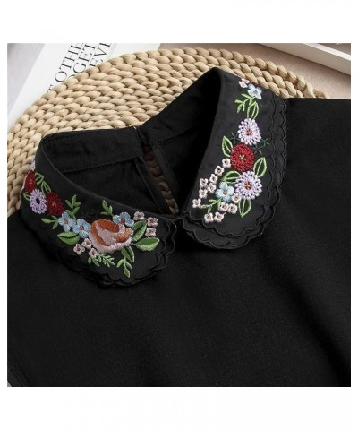 Fake Collar Detachable Collar Blouse Half Shirts Chiffon Print Embroidery Faux False Collar for Women & Girls Work Favors Bla...