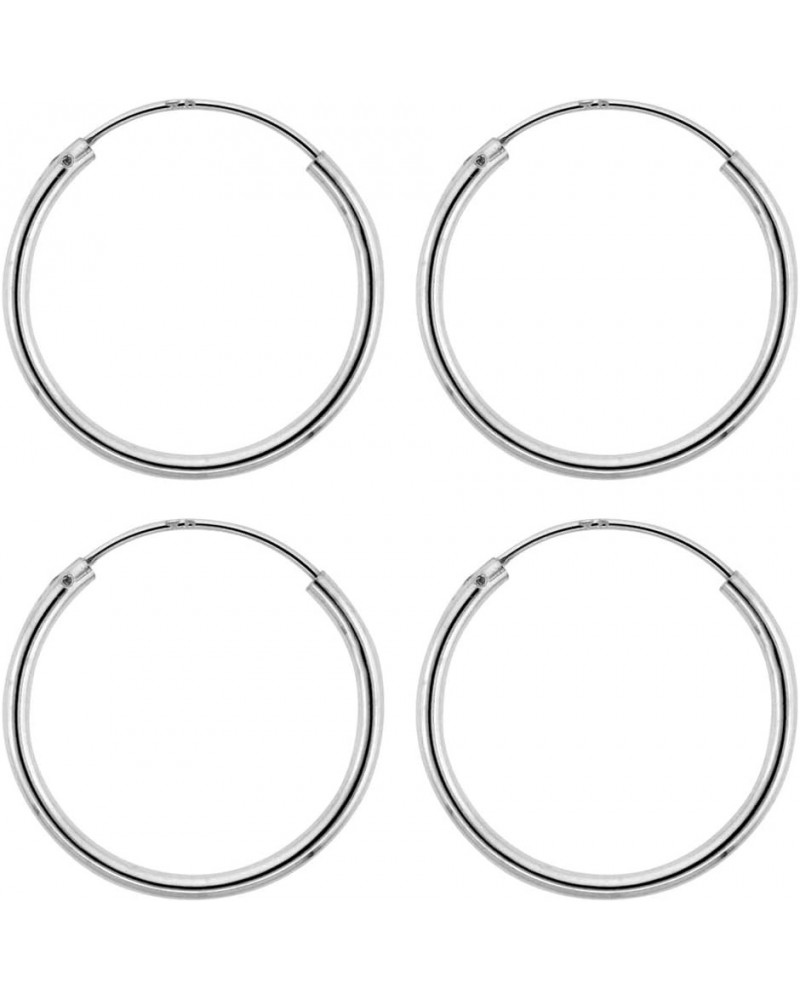 Sterling Silver Endless Hoop Earrings thin 1 mm tube 3/4 inch 18mm 2-pair Pack $13.46 Earrings