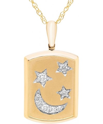 .925 Sterling Silver Diamond Accented Pendant Statement Necklace or Bracelet - Choice of Style Stars & Moon Dog Tag Pendant N...