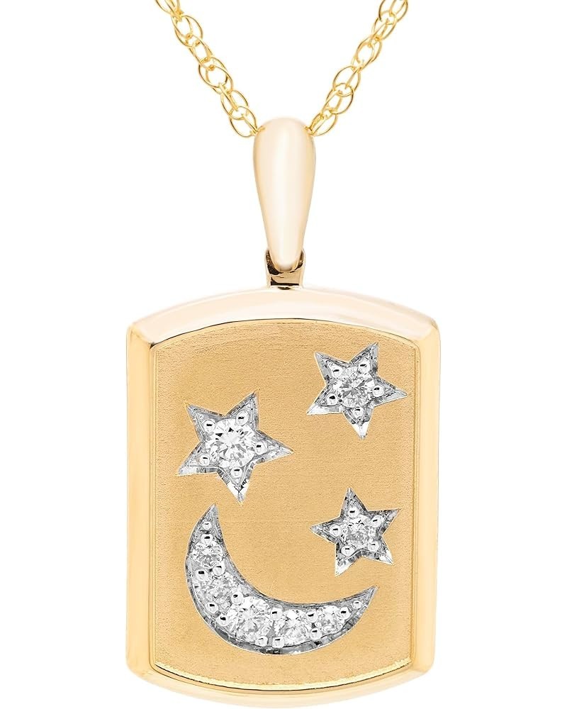 .925 Sterling Silver Diamond Accented Pendant Statement Necklace or Bracelet - Choice of Style Stars & Moon Dog Tag Pendant N...