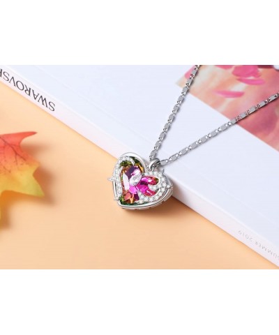 Heart Crystal Flower Leaf Teardrop Necklace for Women Girl Valentine's Day Gift Pendant with Elegant Box Dainty Anniversary J...