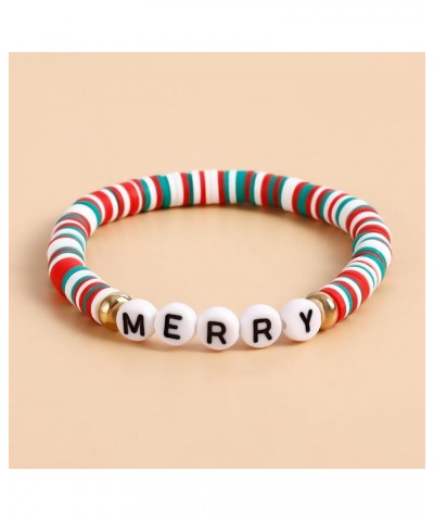 6PCS Christmas Bracelets Set Heishi Stackable Surfer Bracelet Merry $7.94 Bracelets