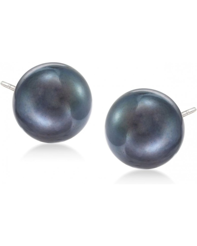 8-9mm Black Cultured Pearl Stud Earrings in 14kt White Gold $52.00 Earrings