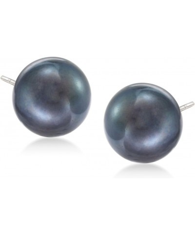 8-9mm Black Cultured Pearl Stud Earrings in 14kt White Gold $52.00 Earrings