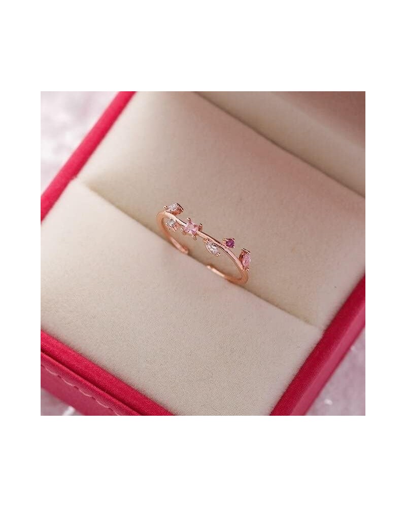 Korean Exquisite Crystal Flower Plant Finger Ring Fresh Flower Plant Fashion Temperament Sweet Opening Ring Female Jewelry 17...