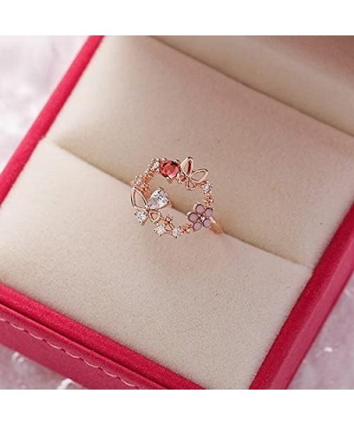 Korean Exquisite Crystal Flower Plant Finger Ring Fresh Flower Plant Fashion Temperament Sweet Opening Ring Female Jewelry 17...