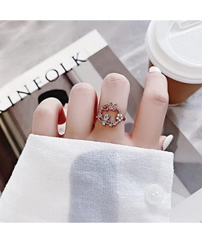 Korean Exquisite Crystal Flower Plant Finger Ring Fresh Flower Plant Fashion Temperament Sweet Opening Ring Female Jewelry 17...