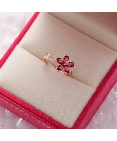 Korean Exquisite Crystal Flower Plant Finger Ring Fresh Flower Plant Fashion Temperament Sweet Opening Ring Female Jewelry 17...