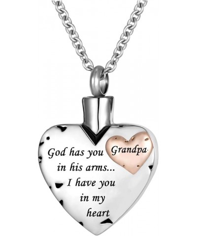 Double Heart Cremation Urn Necklace for Ashes Urn Jewelry Memorial Pendant, God has you in his arms I have you in my heart Gr...