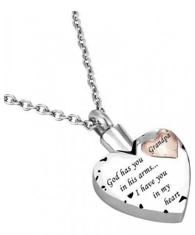 Double Heart Cremation Urn Necklace for Ashes Urn Jewelry Memorial Pendant, God has you in his arms I have you in my heart Gr...