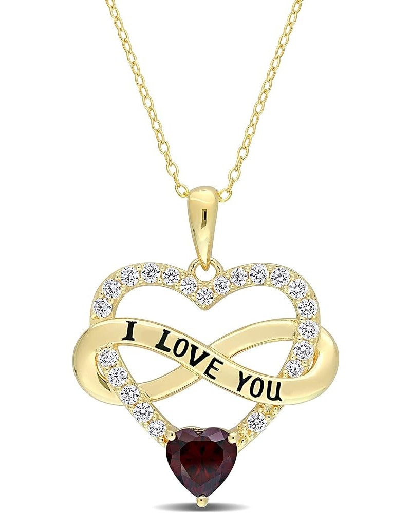 Infinity Love - Elegant Large Heart Pendant Necklace Available in 12 Birthstone Colors -Cubic Zirconia Pendant -Yellow/Silver...