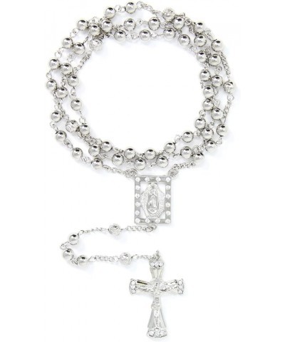 6mm CCB Beads Alloy Crucifix Cross Pendant Rosary Catholic Necklace 20 R2R-SILVER $10.59 Necklaces