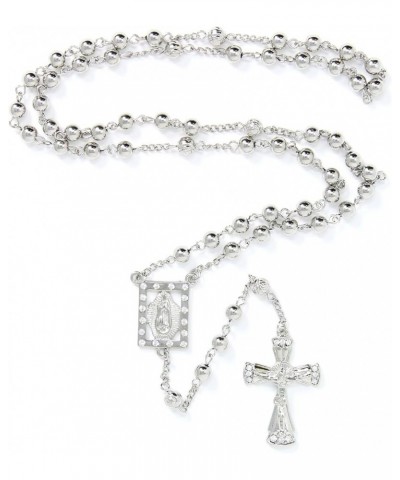 6mm CCB Beads Alloy Crucifix Cross Pendant Rosary Catholic Necklace 20 R2R-SILVER $10.59 Necklaces