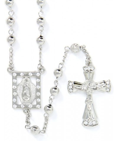 6mm CCB Beads Alloy Crucifix Cross Pendant Rosary Catholic Necklace 20 R2R-SILVER $10.59 Necklaces