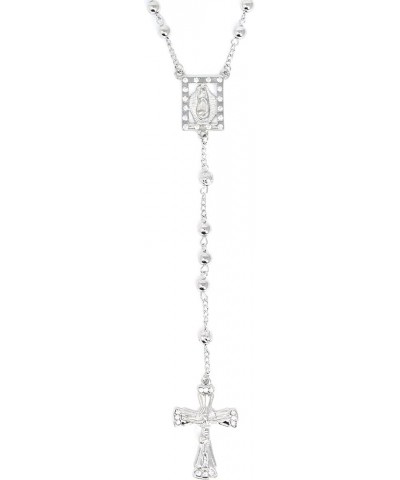 6mm CCB Beads Alloy Crucifix Cross Pendant Rosary Catholic Necklace 20 R2R-SILVER $10.59 Necklaces